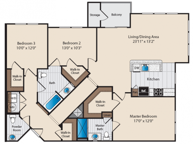 E1 Buckman Three Bedroom Two and Half Bathroom